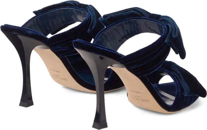 100mm Flaca pleated-bow velvet sandals - Image 3