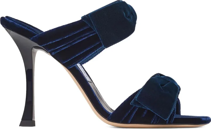 100mm Flaca pleated-bow velvet sandals