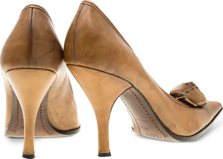 100mm Floral-Appliqué Leather Pumps - Image 3