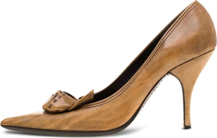 100mm Floral-Appliqué Leather Pumps