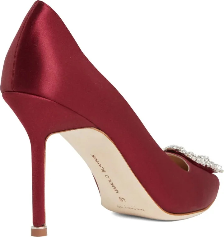 100mm Hangisi crystal-embellished satin pumps - Image 4