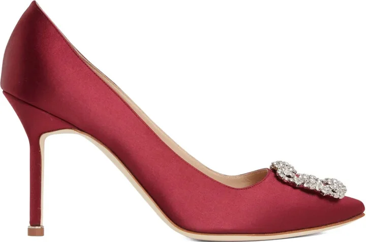 100mm Hangisi crystal-embellished satin pumps