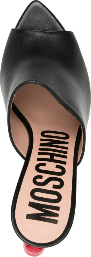 100mm Heart-Detail Leather Mules - Image 4
