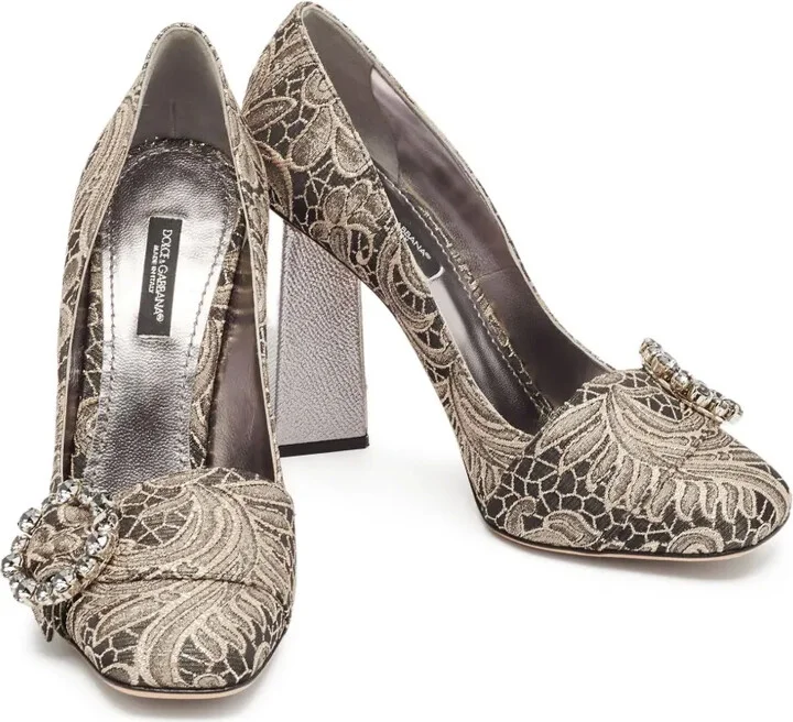 100mm Jacquard Floral Crystal Pumps - Image 2