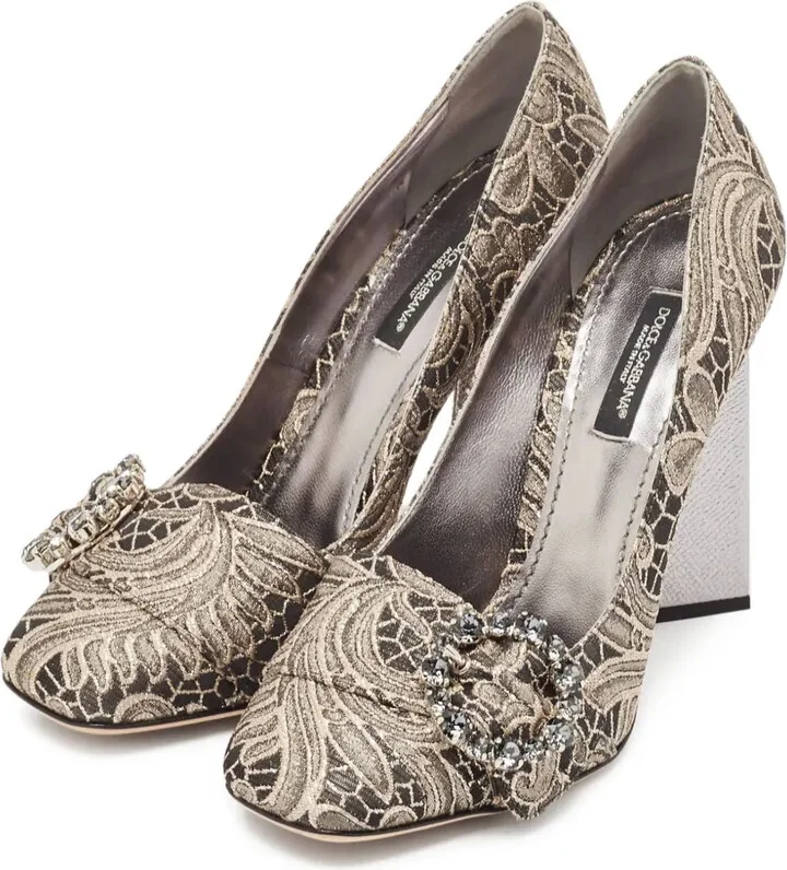 100mm Jacquard Floral Crystal Pumps - Image 4