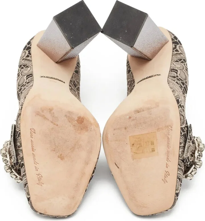 100mm Jacquard Floral Crystal Pumps - Image 5