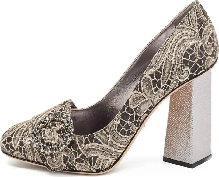100mm Jacquard Floral Crystal Pumps