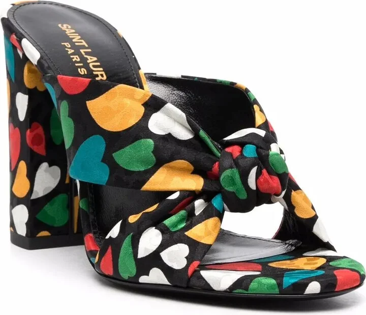 100mm Knotted Heart-Print Sandals - Image 2