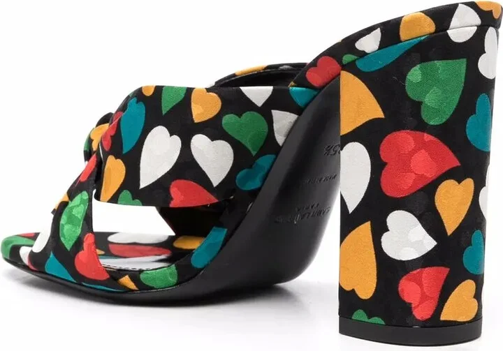 100mm Knotted Heart-Print Sandals - Image 3