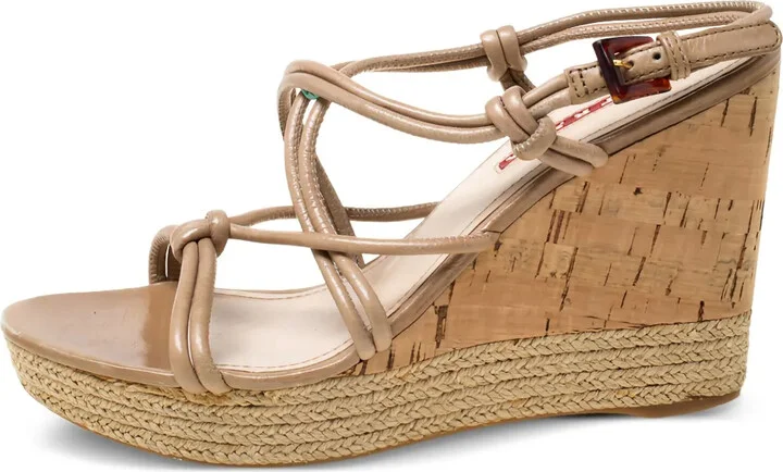 100mm Knotted-Strap Wedge Sandals