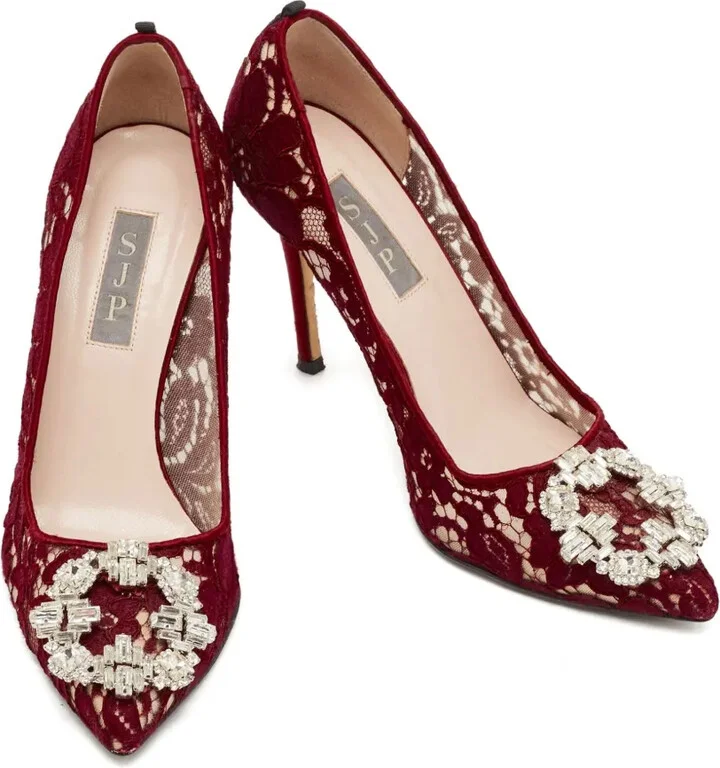 100mm Lace Crystal-Embellished Pumps - Image 2