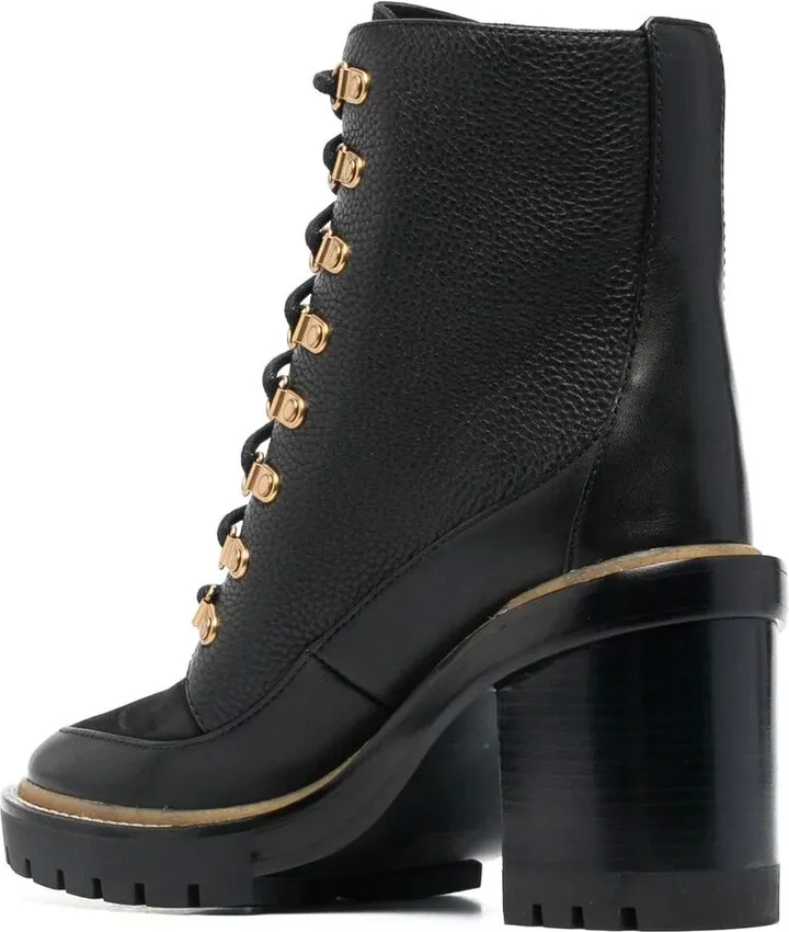 100mm Lace-Up Leather Boots - Image 3