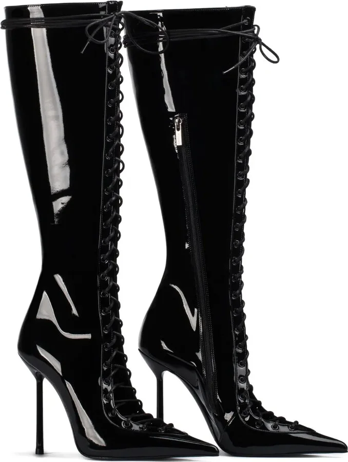 100MM lace-up pointed-toe boots - Image 2