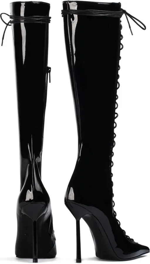100MM lace-up pointed-toe boots - Image 4