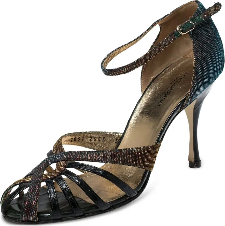 100mm Lamé Leather Sandals - Image 2