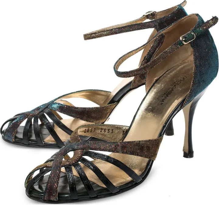 100mm Lamé Leather Sandals - Image 3