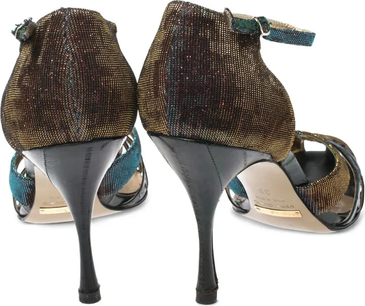 100mm Lamé Leather Sandals - Image 4