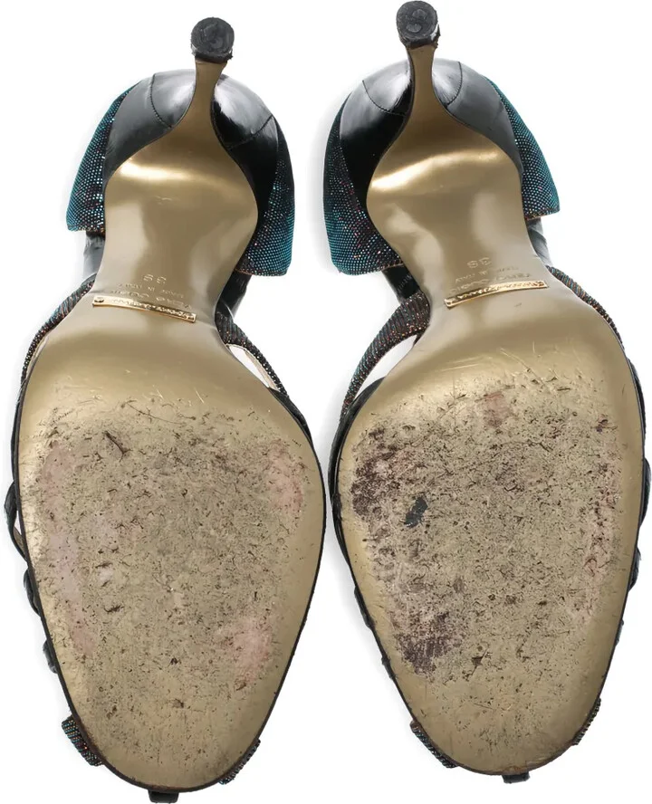 100mm Lamé Leather Sandals - Image 5