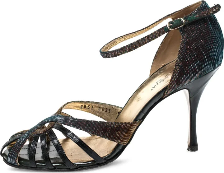 100mm Lamé Leather Sandals