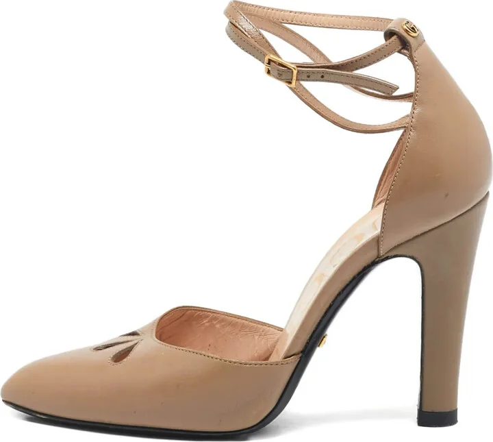 100mm Leather Ankle-Strap Pumps