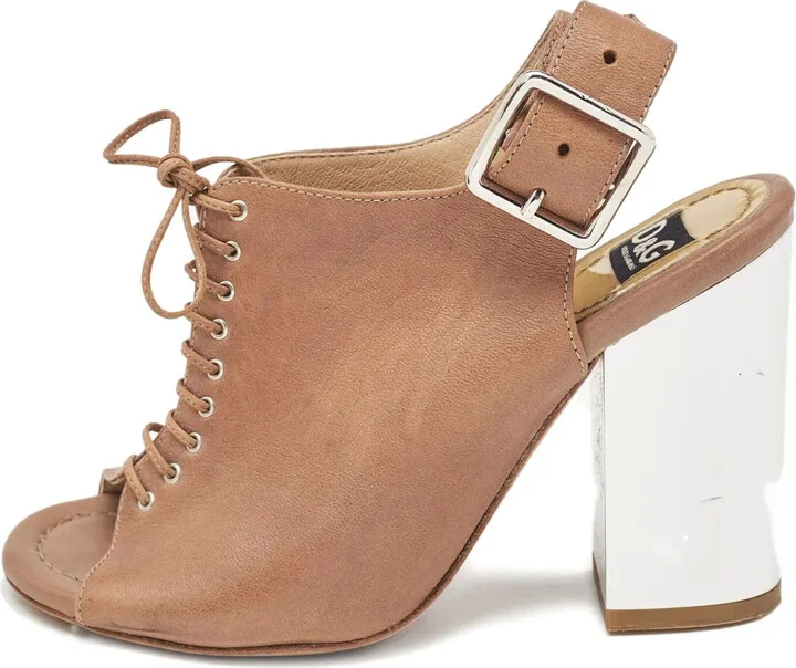 100mm Leather Block-Heel Sandals