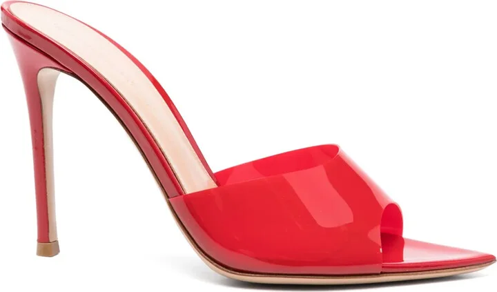 100mm Leather Heeled Mules