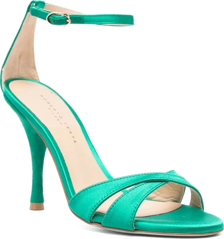 100mm Leather Heeled Sandals - Image 2