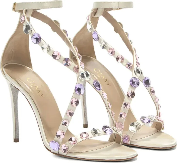 100mm Leather Heeled Sandals - Image 2