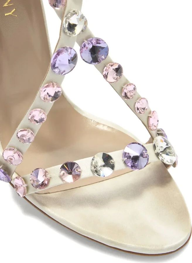 100mm Leather Heeled Sandals - Image 4