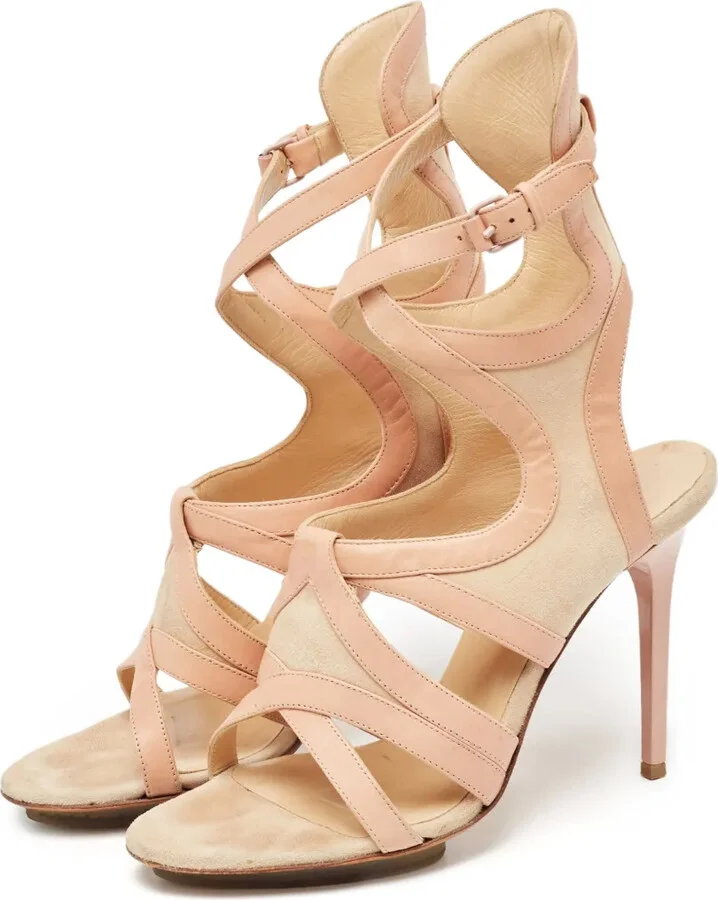 100mm Leather Heeled Sandals - Image 2