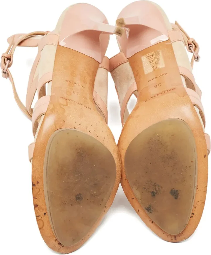100mm Leather Heeled Sandals - Image 4