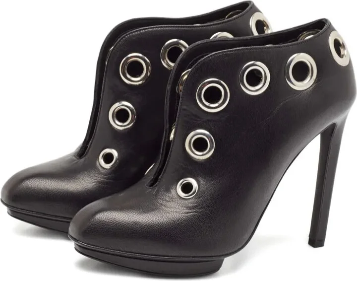 100mm Leather High-Heel Ankle Boots - Image 2