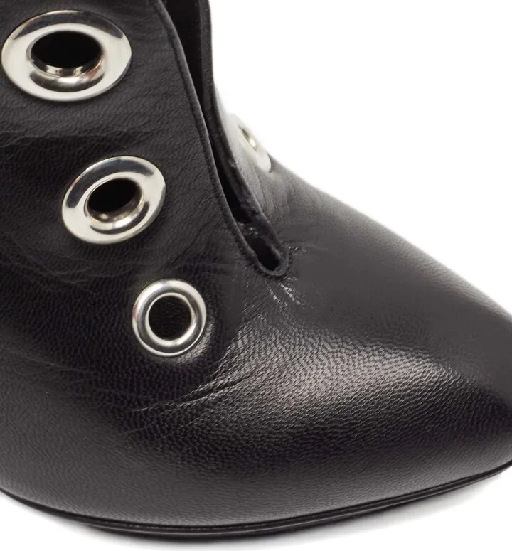 100mm Leather High-Heel Ankle Boots - Image 5
