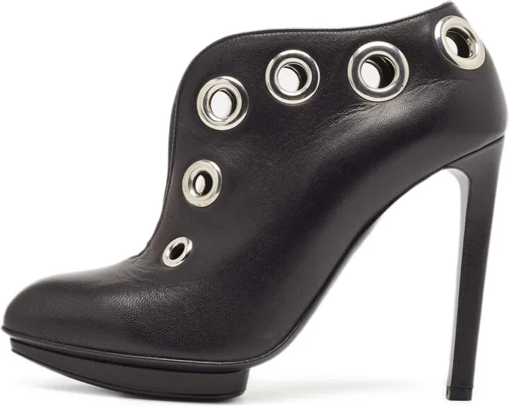 100mm Leather High-Heel Ankle Boots