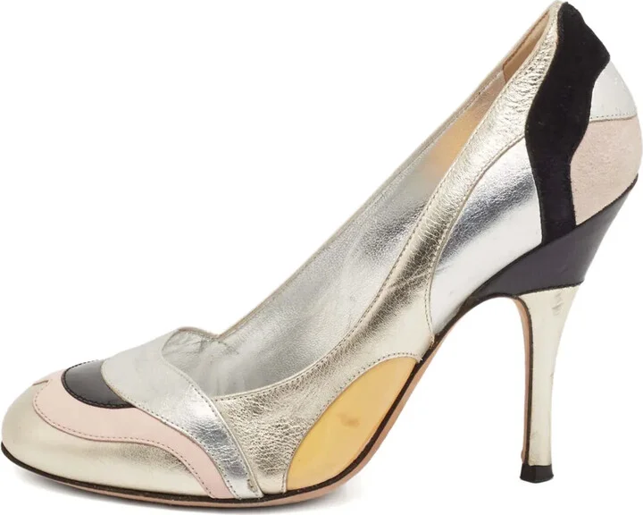 100mm Leather-Panelled Pumps