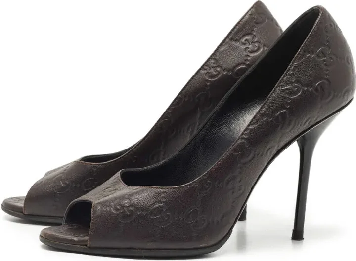 100mm Leather Peep-Toe Pumps - Image 2