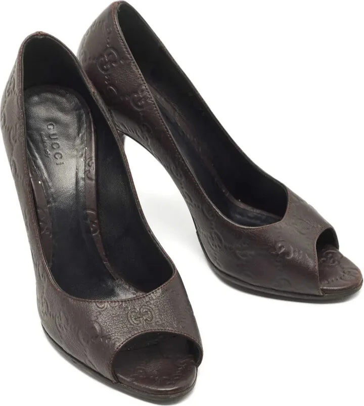 100mm Leather Peep-Toe Pumps - Image 3