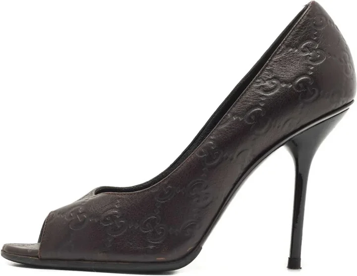 100mm Leather Peep-Toe Pumps