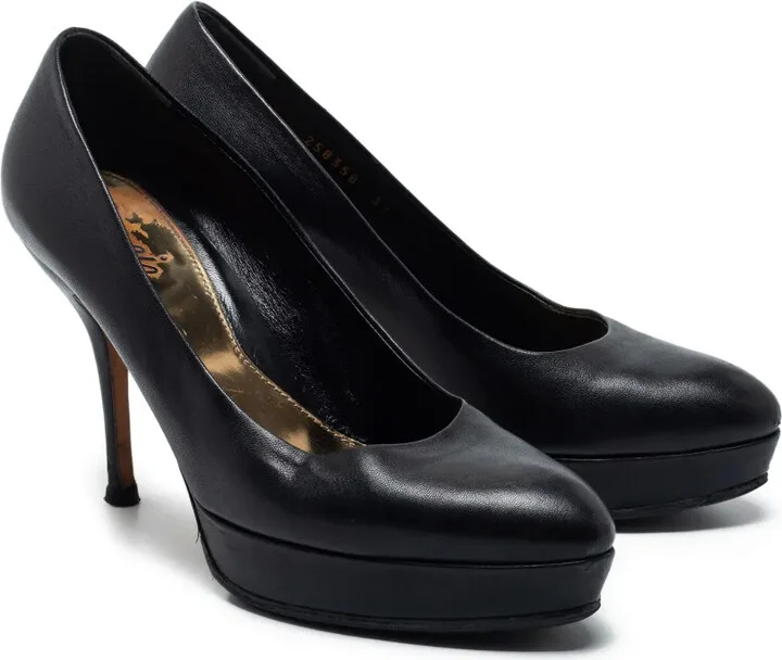 100mm Leather Platform Pumps - Image 2