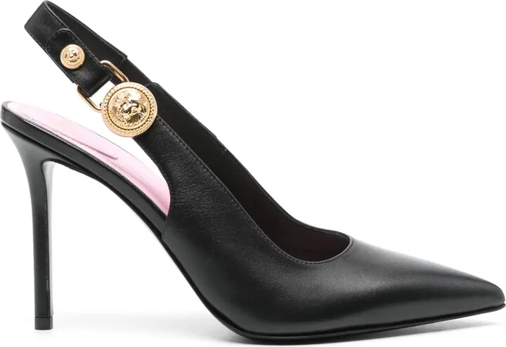 100mm Leather Slingback Pumps