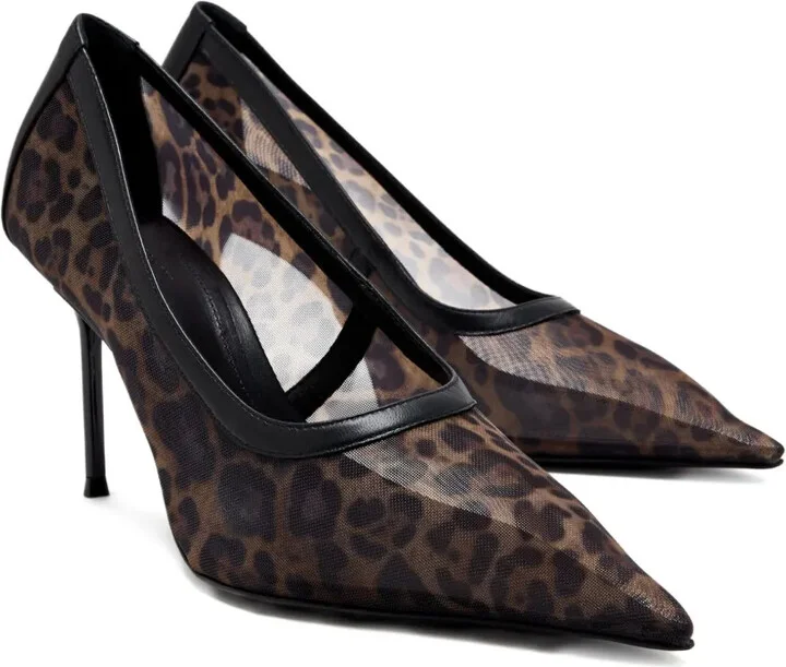 100mm Leopard-Print Mesh Pumps - Image 2