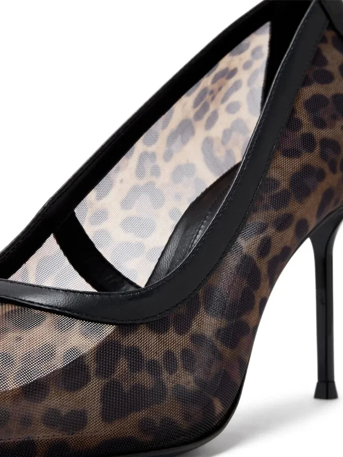100mm Leopard-Print Mesh Pumps - Image 3