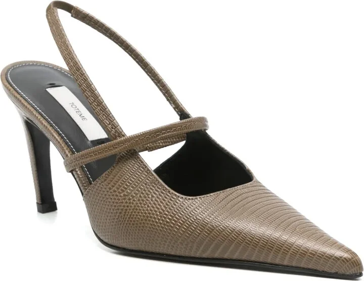 100mm Lizard-Embossed Slingback Pumps - Image 2