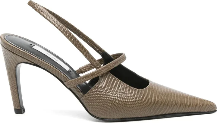 100mm Lizard-Embossed Slingback Pumps