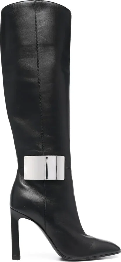 100mm Logo-Plaque Leather Boots