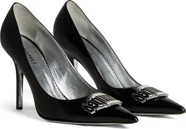 100mm Logo-Plaque Leather Pumps - Image 2