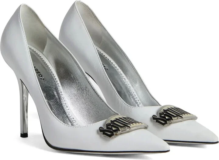 100mm Logo-Plaque Leather Pumps - Image 2