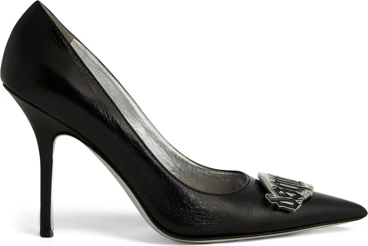 100mm Logo-Plaque Leather Pumps