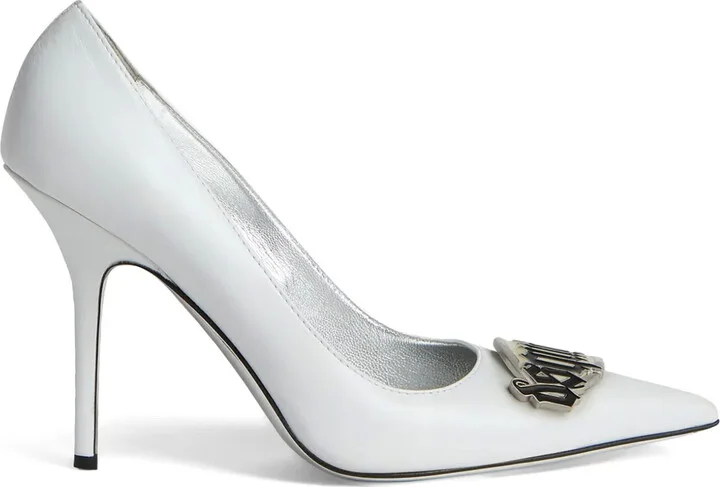 100mm Logo-Plaque Leather Pumps