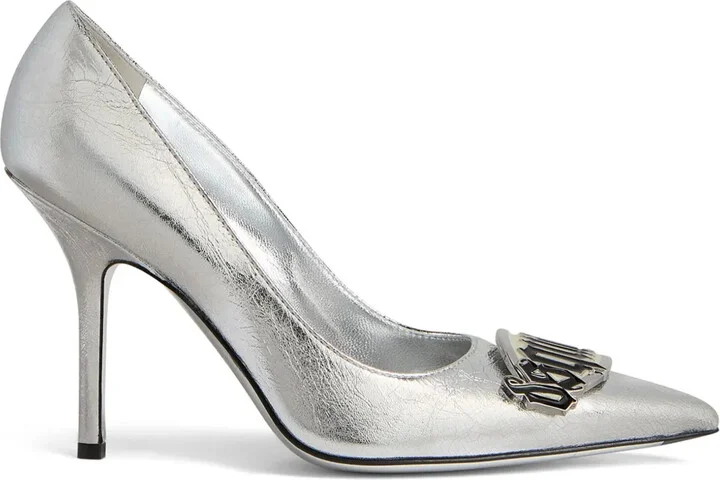 100mm Logo-Plaque Leather Pumps